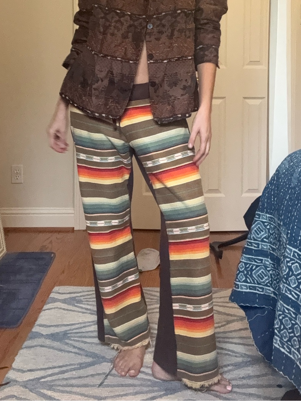 Boho Striped Wide-Leg Pants in Multicolor